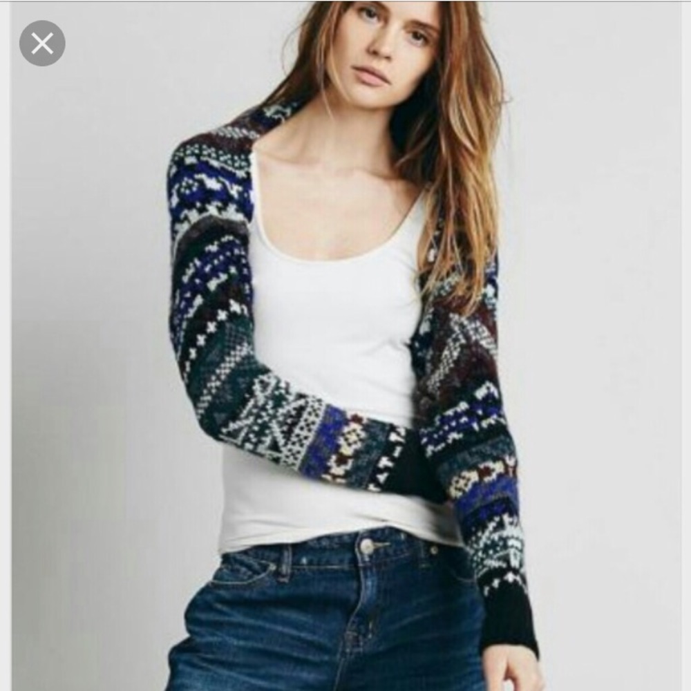 NEW Free People Fairisle bolero sweater size XS - Picture 2 of 8